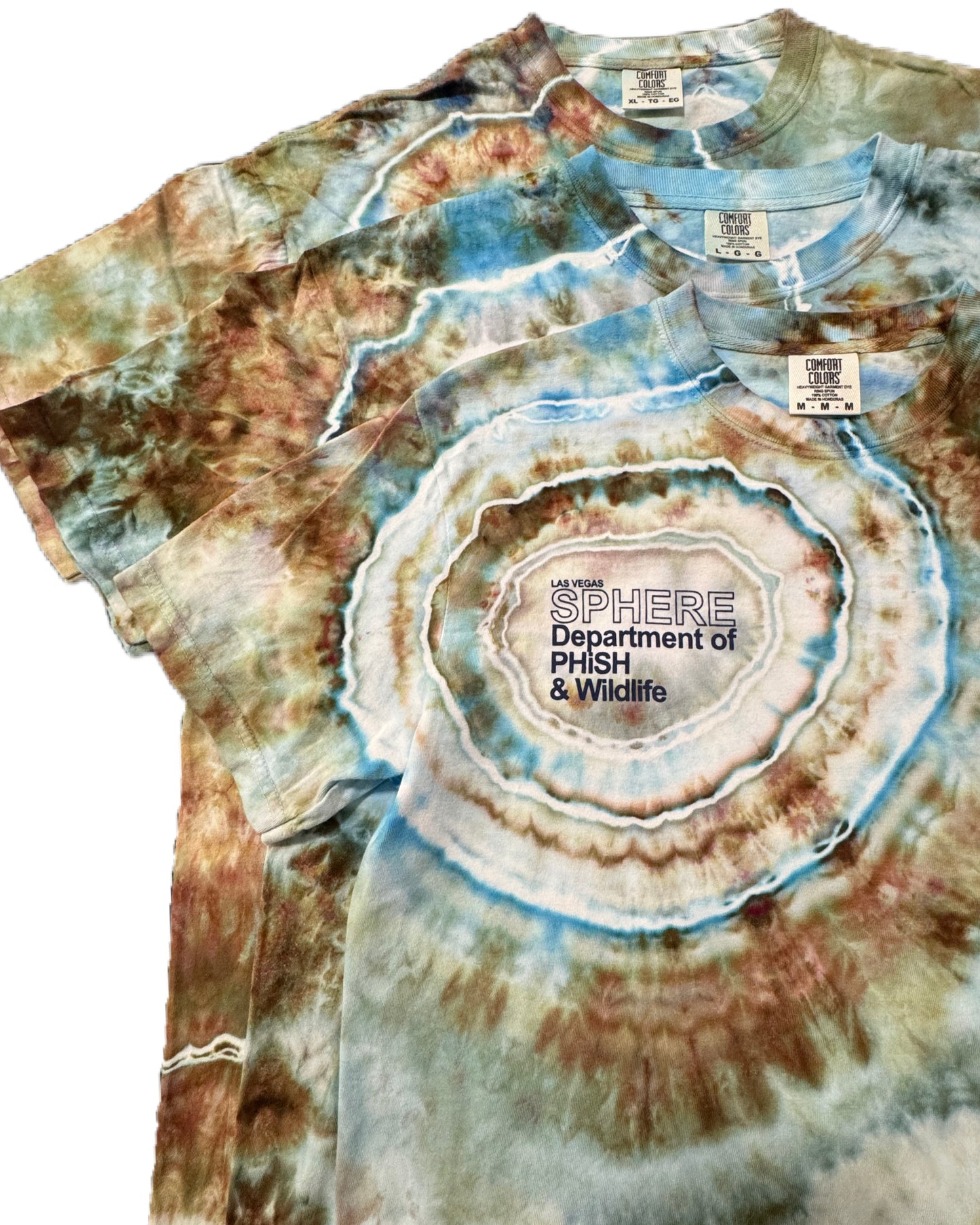Available Now /// Las Vegas Sphere Department of PHiSH & Wildlife /// Wild Thing & Alpine Ice Dye (Available Sizes: MED, LRG, XL)
