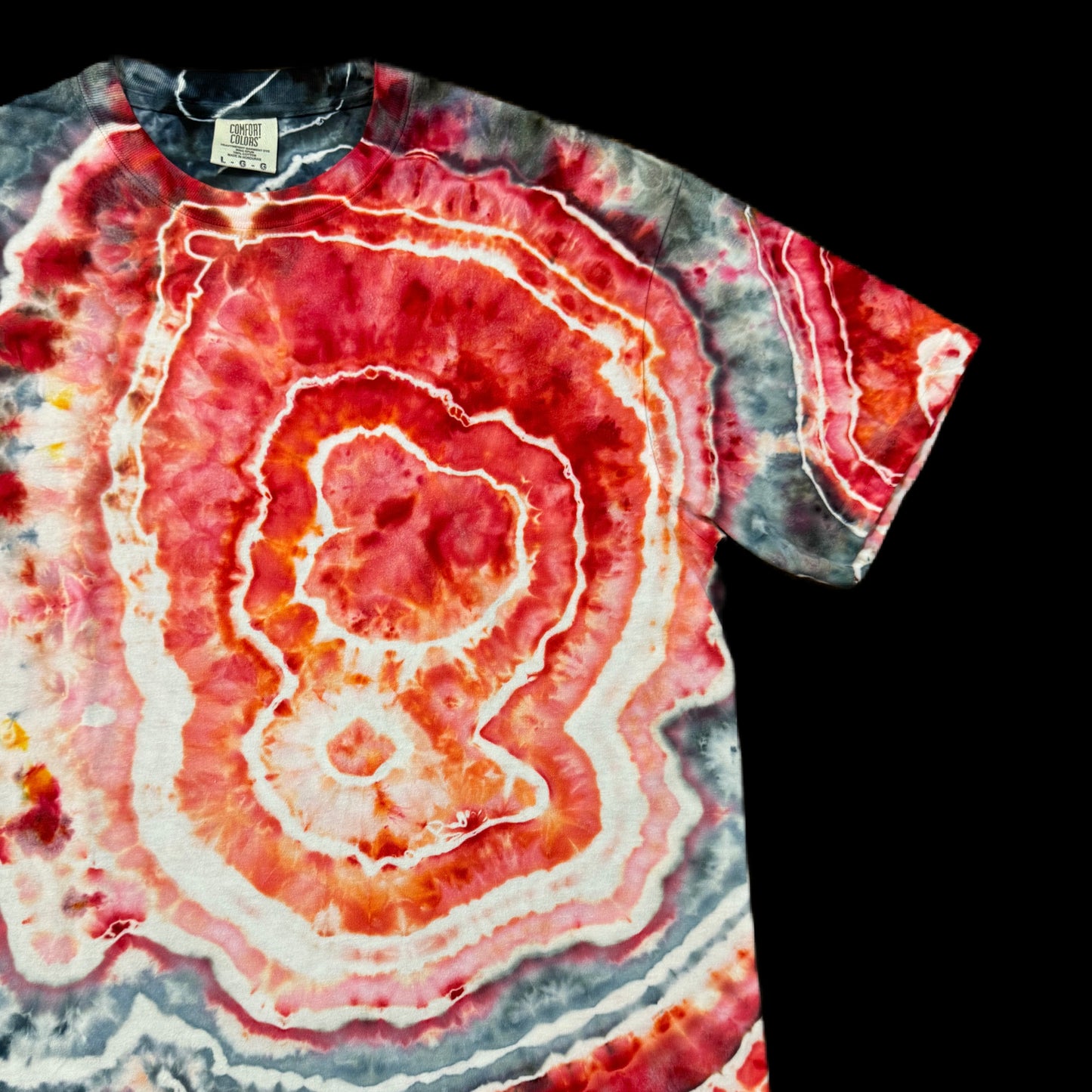 Grateful Mountain Tie Dye 50/50 Black & Red Geode Size LRG