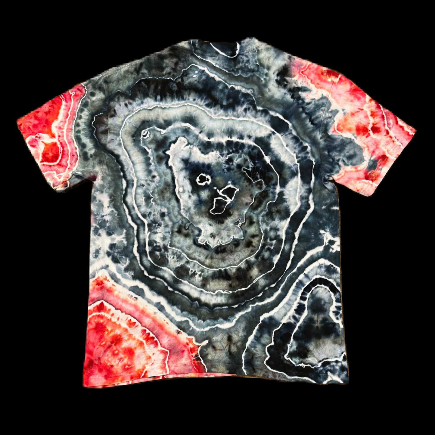 Grateful Mountain Tie Dye 50/50 Black & Red Geode Size LRG