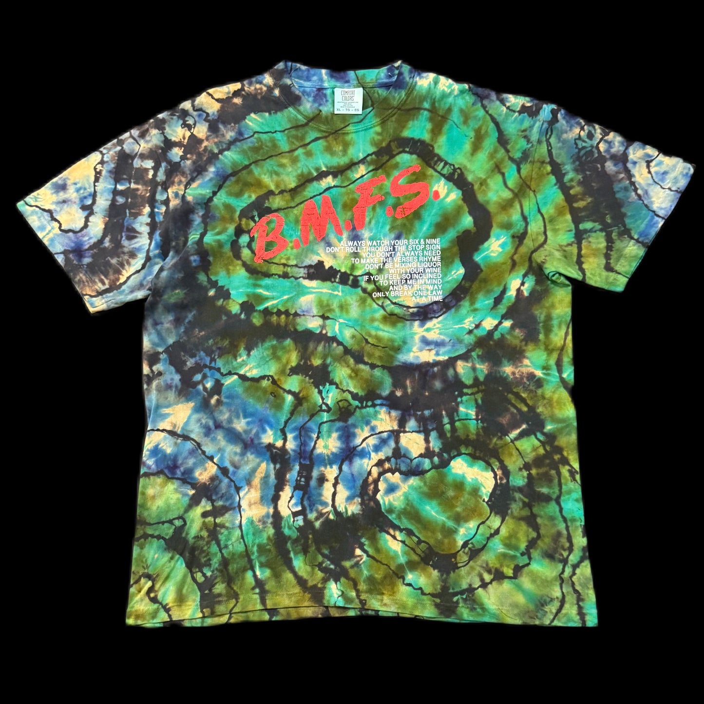 B.M.F.S. // Catch & Release Reverse Hypnosis Moss Tie Dye Size XL