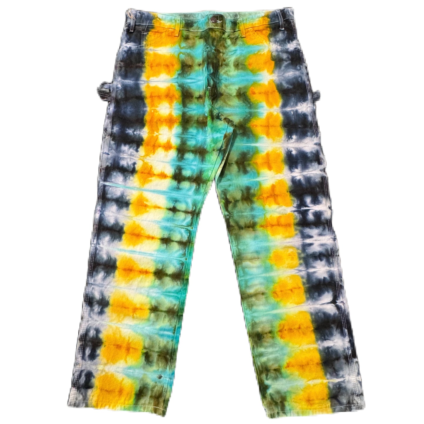 Pants /// Dickies Painters Layered Bar Black, Green, Gold /// Size 38W 30W