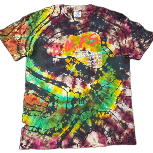 B.M.F.S. /// Billy Strings Catch & Release Reversed Hypnosis Maroon & Emerald Green Ice Dye /// Size LRG