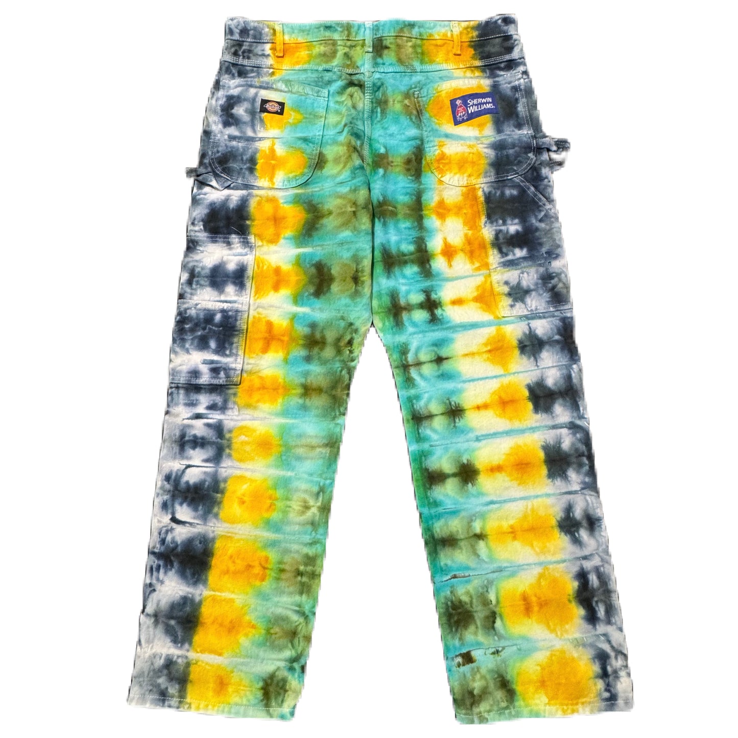 Pants /// Dickies Painters Layered Bar Black, Green, Gold /// Size 38W 30W