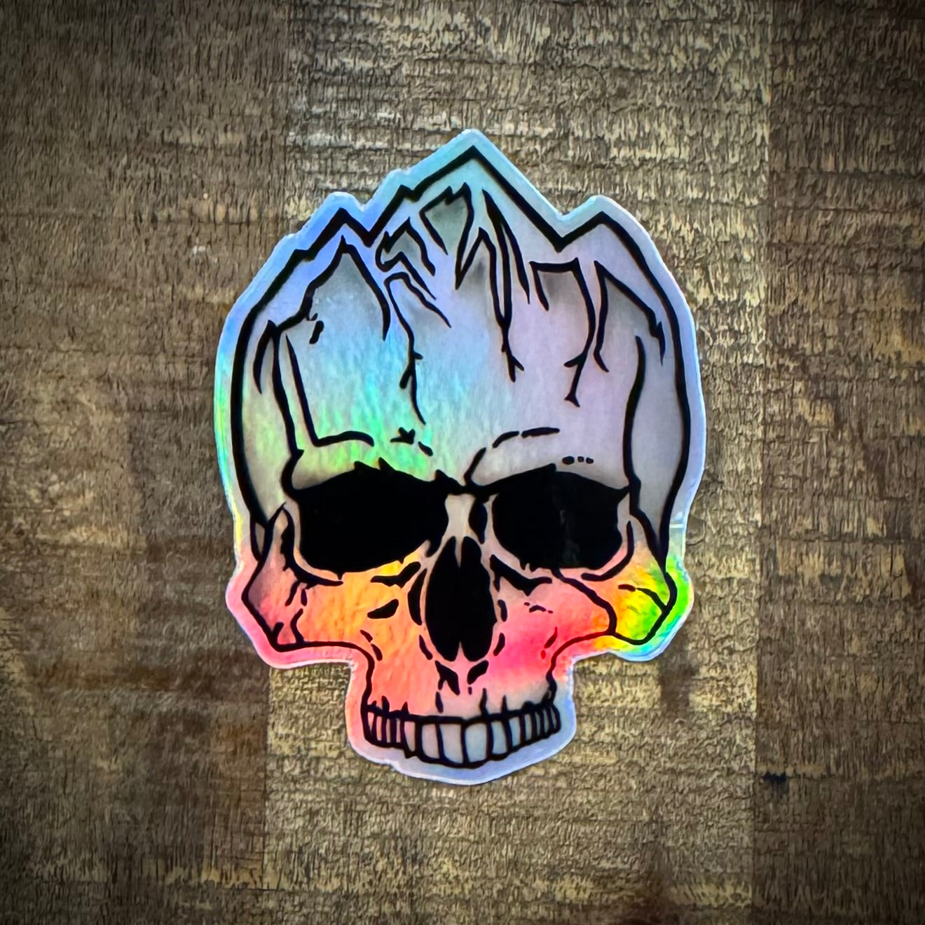 Sticker /// 3” Mountain Skull Holographic Slap
