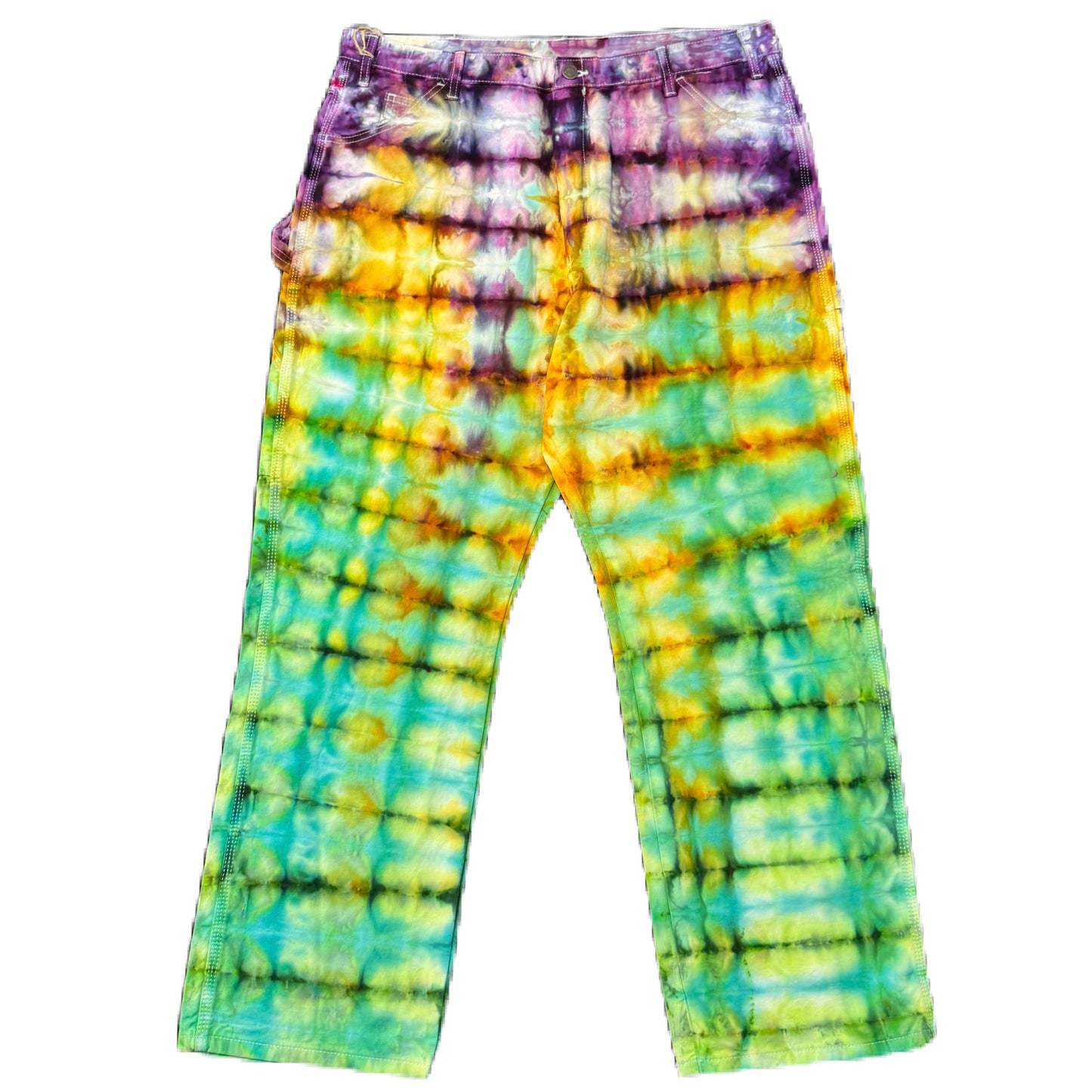 Painter Pants/ Dickies Layered Purps/ Gold & Green 40W/ 32L