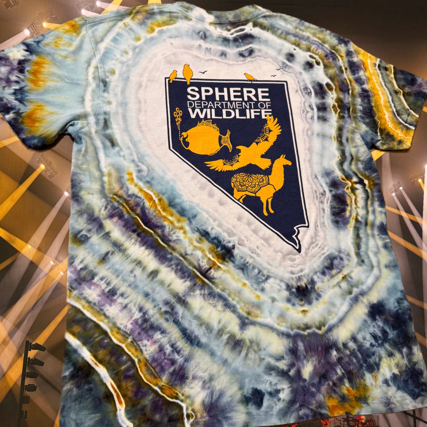 Available Now /// Las Vegas Sphere Department of PHiSH & Wildlife /// Avalon & Marigold Ice Dye (Available Sizes: MED, LRG, XL)