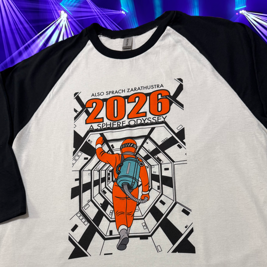 Available Now /// 2026 Sphere Odyssey /// 3/4 Sleeve Baseball Tee