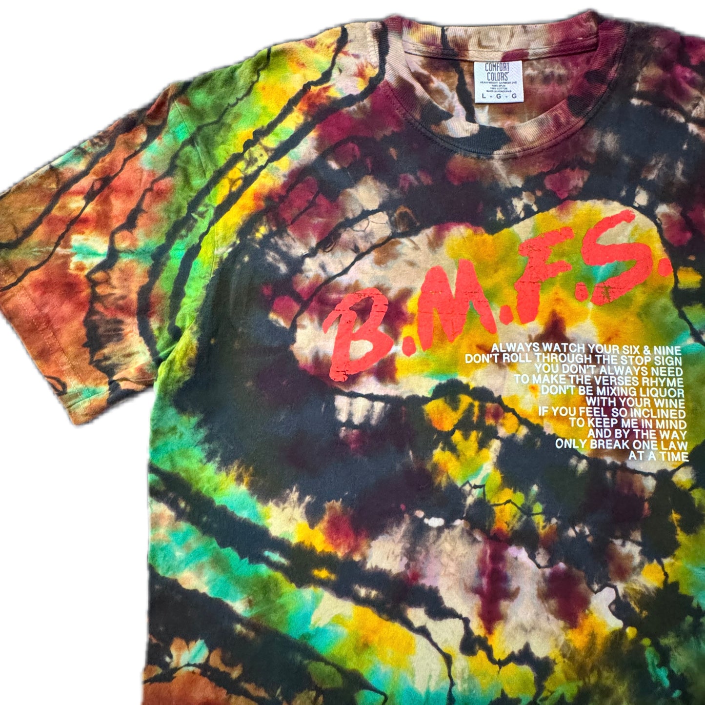 B.M.F.S. /// Billy Strings Catch & Release Reversed Hypnosis Maroon & Emerald Green Ice Dye /// Size LRG
