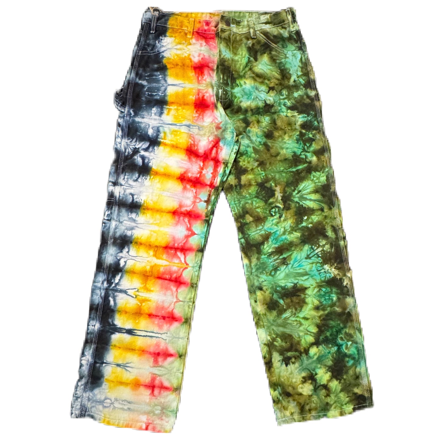 Pants /// Dickies Painters Layered Crump Rasta & Forest Ice Dye /// Size 32W 30L
