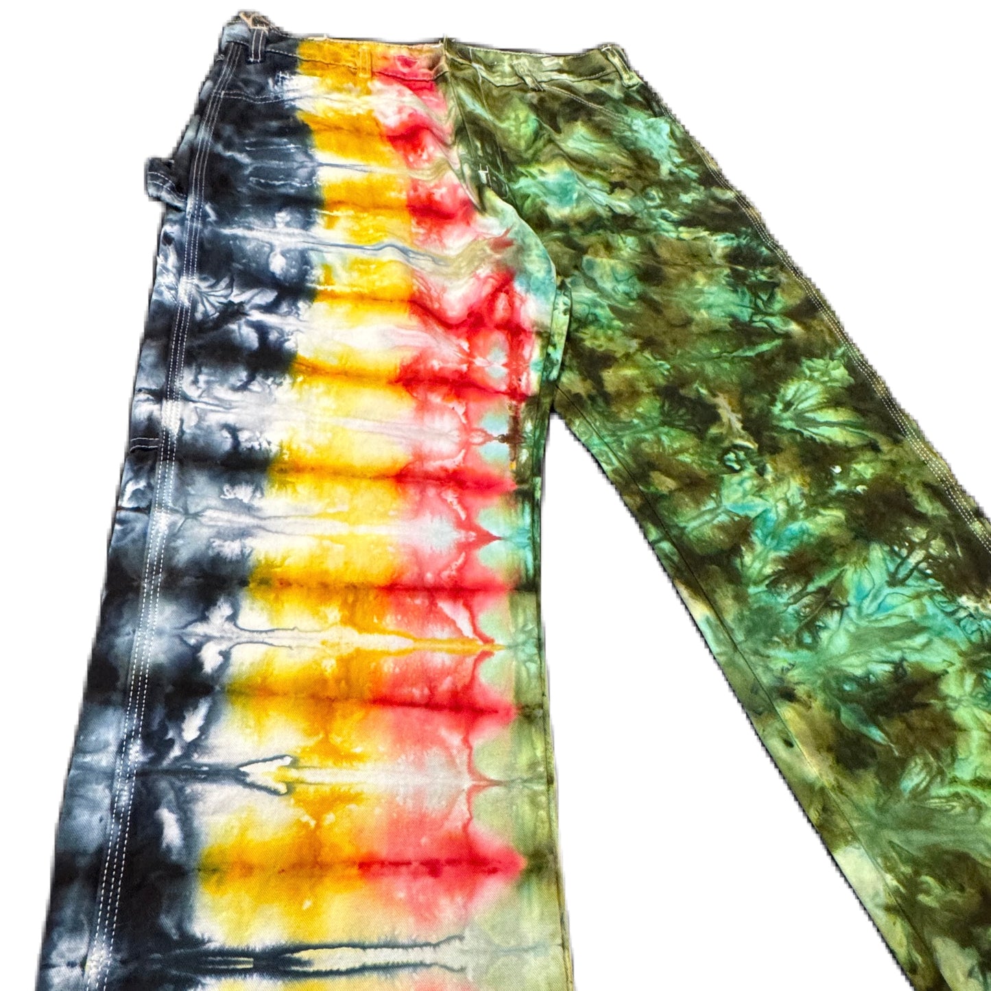 Pants /// Dickies Painters Layered Crump Rasta & Forest Ice Dye /// Size 32W 30L