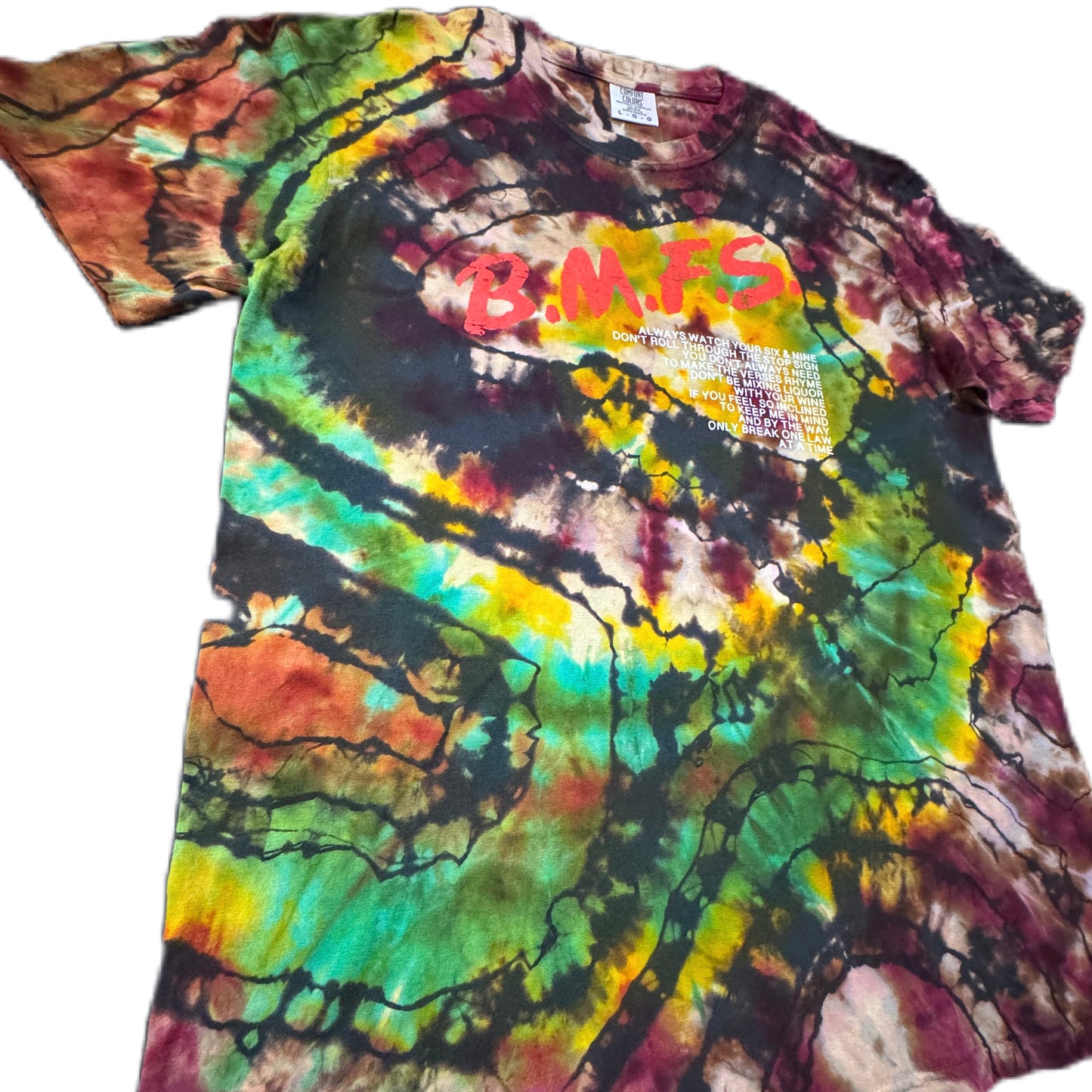 B.M.F.S. /// Billy Strings Catch & Release Reversed Hypnosis Maroon & Emerald Green Ice Dye /// Size LRG